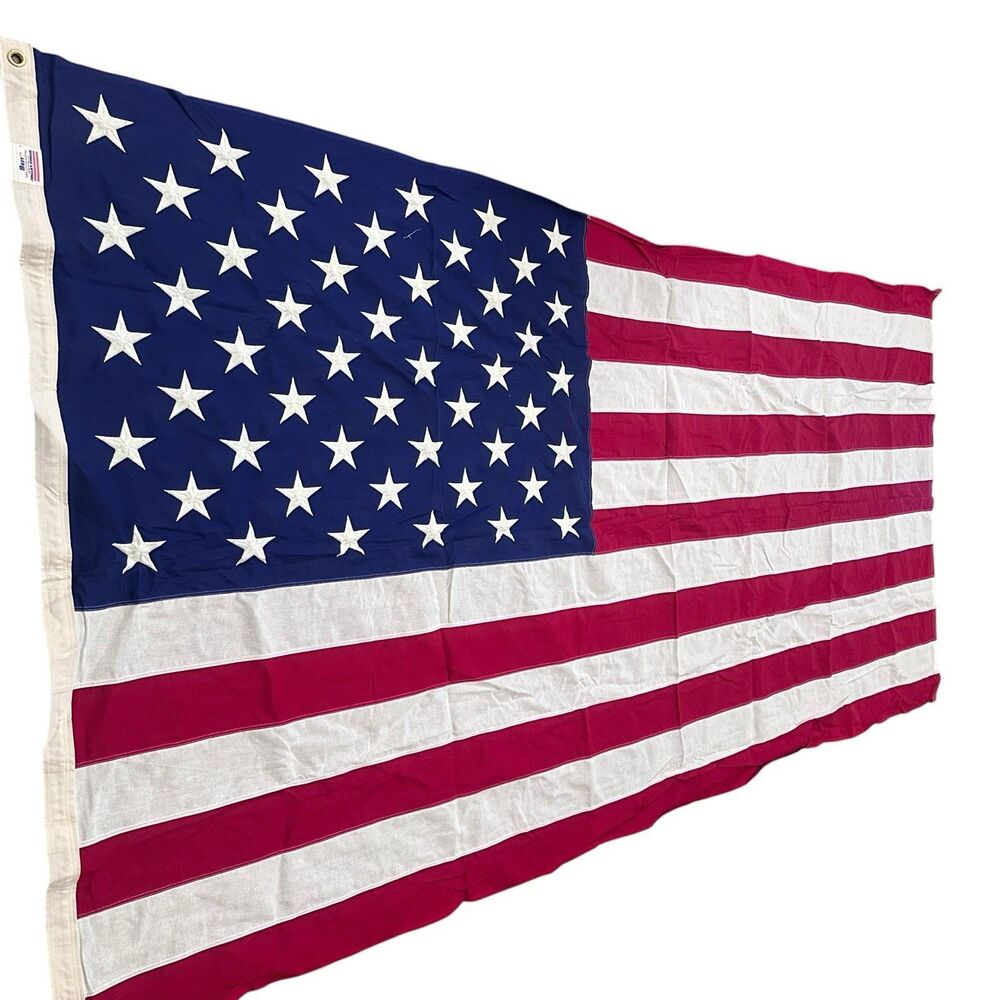 Vtg US Flag Valley Forge Cotton Bunting Best American 50 Stars Large 112" x 56”